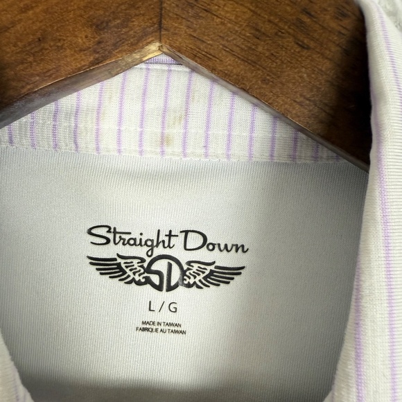 Straight Down x Brandon Dunes Lavender Striped Performance Golf Polo FLAWS LARGE - Picture 5 of 10